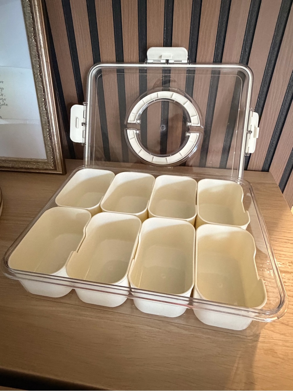 Divided Snackle Box Serving Tray w/ Lid & Handle – 8 Compartments